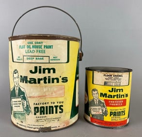 Group of 2 Vintage Jim Martins Paint Cans