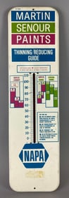 Vintage Napa Martin Senour Paint Metal Advertising Thermometer