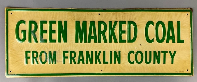 Vintage Green Marked Coal Advertising Metal Sign
