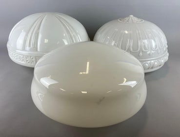 Group of 3 White Ceiling Flush Glass Lamp Shades