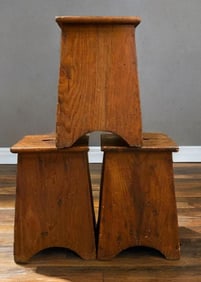 Group of 3 Primitive Wood Stools