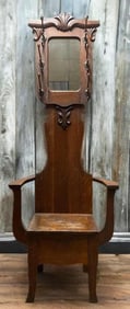 Antique Oak Hall Tree Chair