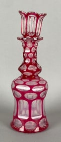 Cranberry Cut To Clear Glass Decanter