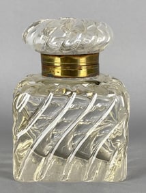 Antique Glass Lidded Ink Well