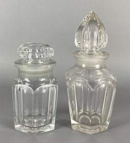 Group of 2 Antique Glass Dresser Jars