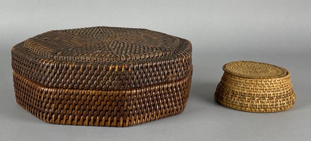 Group of 2 Hand Woven Baskets