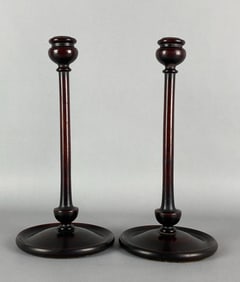 Antique Handmade Wood Candlesticks