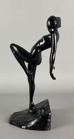 1922 Art Nouveau Figural Nude Woman Cast Metal Bookend