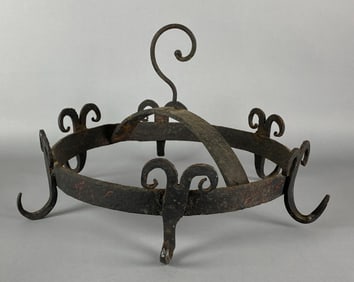 Antique Wrought Iron Hanging Butcher Hook Crown