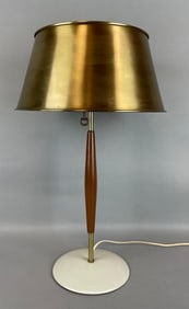 Falkenbergs Belysning Style MCM Brass and Wood Table Lamp