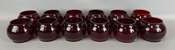 Group of 12 Ruby Red Train Lamp Globes