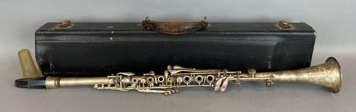Vintage Cavalier German Silver Plated Clarinet with Case
