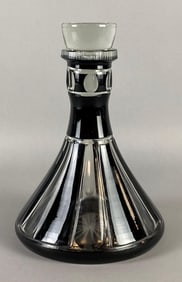 Bohemian Black Cut to Clear Crystal Decanter/Vase