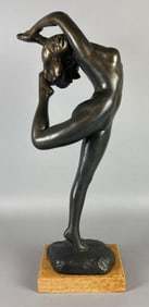 1963 Austin Production Nude Dancer Plaster Sculpture on Wood Base