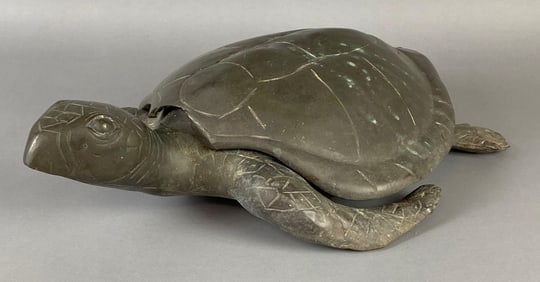 Cast Metal Turtle Statue with removable lid