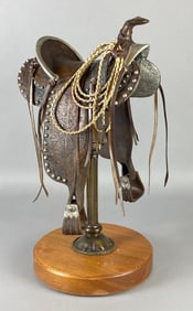 1993 Legends Detailed Bronze Western Saddle on Base
