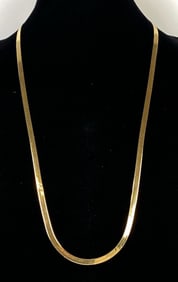 14K Gold Italian Herringbone Chain Necklace