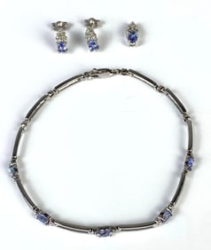 10K White Gold Tanzanite and Diamond Jewelry Set