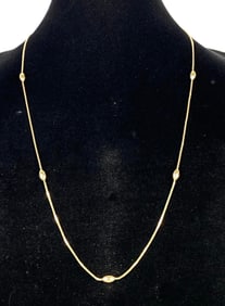 14K Gold Italian Box Chain and Ball Necklace