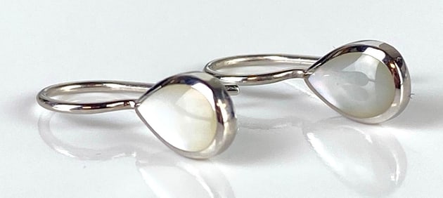 Pair of 14K White Gold Kabana Mother of Pearl Earrings