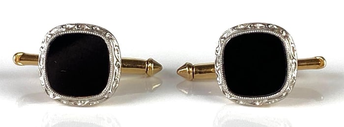 Pair of 14K Gold Onyx Cufflinks