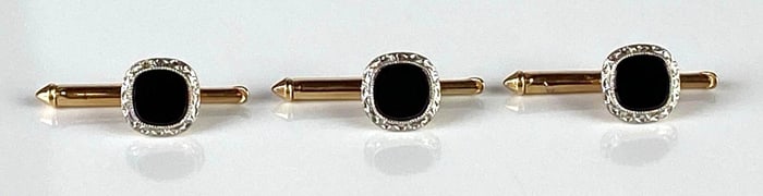 Group of 3 14K Gold Onyx Cufflinks