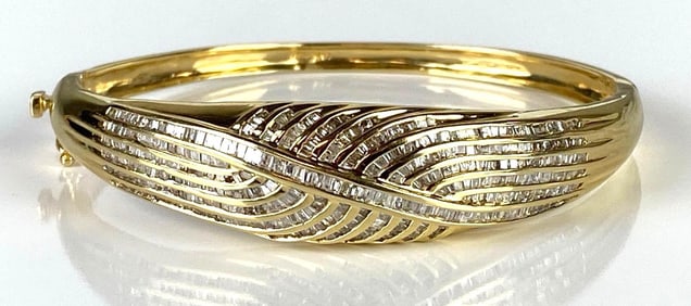 14K Gold Diamond Bangle Bracelet