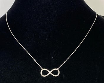 14K White Gold Diamond Infinity Chain Necklace