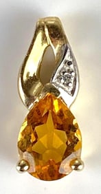 10K Gold Citrine Necklace Pendant