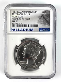 2017 $25 US Eagle Palladium NGC Graded MS 70 HR FDI