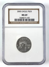 2005 $25 NGC Graded MS 69 1/4 oz US Platinum Eagle .9999 Platinum