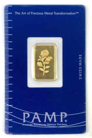 PAMP Suisse Rose 5g .999 Fine Gold Ingot/Bar