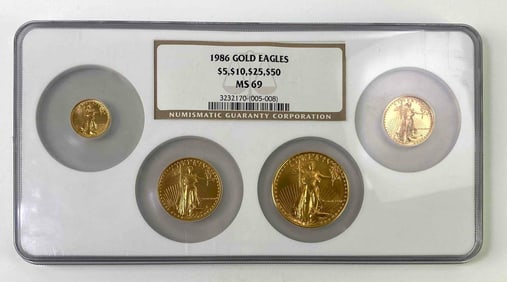 1986 NGC Graded MS 69 Gold American Eagle Set