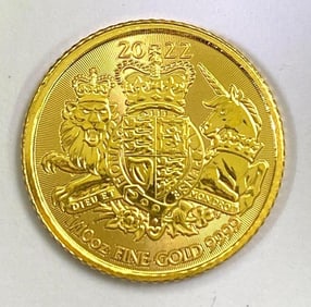 2022 British 10 Pound Royal Arms 1/10 oz .9999 Fine Gold Coin