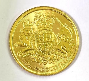 2022 British 10 Pound Royal Arms 1/10 oz .9999 Fine Gold Coin