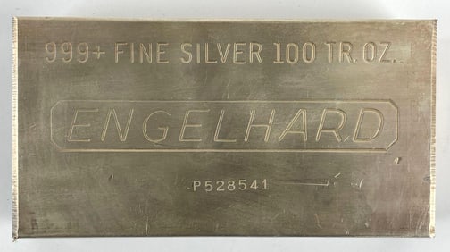 Engelhard 100 oz .999 Fine Silver Ingot/ Bar