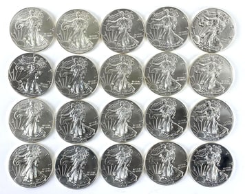 Group of 20 US Mint 1oz American Silver Eagles .999 Fine Silver