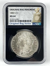 1880 S US Morgan Silver Dollar Original Bag Fragment Series NGC MS64