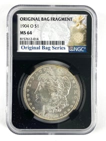 1904 O US Morgan Silver Dollar Original Bag Fragment Series NGC MS64