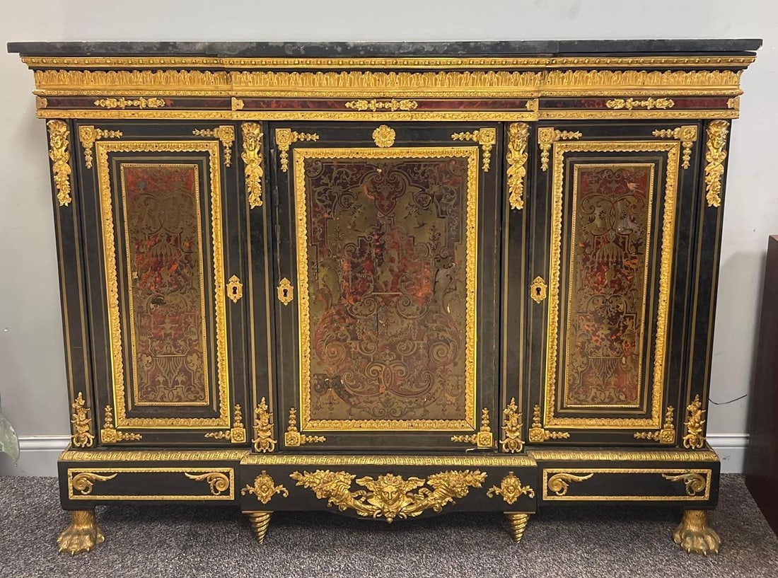 Antique Napoleon III Ebonized and Boulle Cabinet (1 of 12)