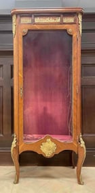 Antique French Louis XV Style Gilt Bronze & Inlaid Vitrine Cabinet