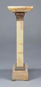 Antique Marble with Brass Jardiniere / Plant Pedestal