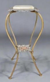 Victorian Brass and Marble 2 Tier Jardiniere / Plant Pedestal