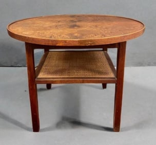 Mid-Century Modern Bookmatched Birds-Eye Maple Round Table
