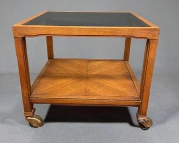 1962 Drexel Et Cetera Cherry and Glass Side Table
