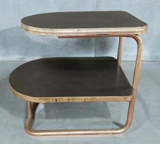 Vintage Art Deco Duro Chrome Tubular Two-Tier Table