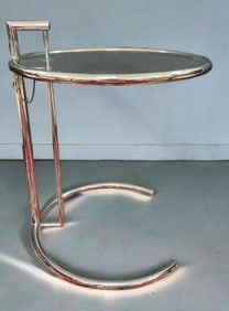 Vintage Eileen Gray E1027 Chrome and Glass Adjustable Side Table