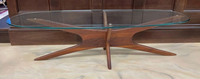 Adrian Pearsall MCM Jax Sculptural Walnut & Glass Coffee Table