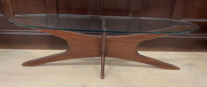 Adrian Pearsall MCM Jax Sculptural Walnut & Glass Coffee Table