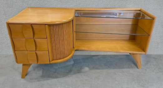 Heywood Wakefield MCM Wood and Glass Vanity